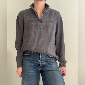 Grey 3/4 Zip Knit Sweater